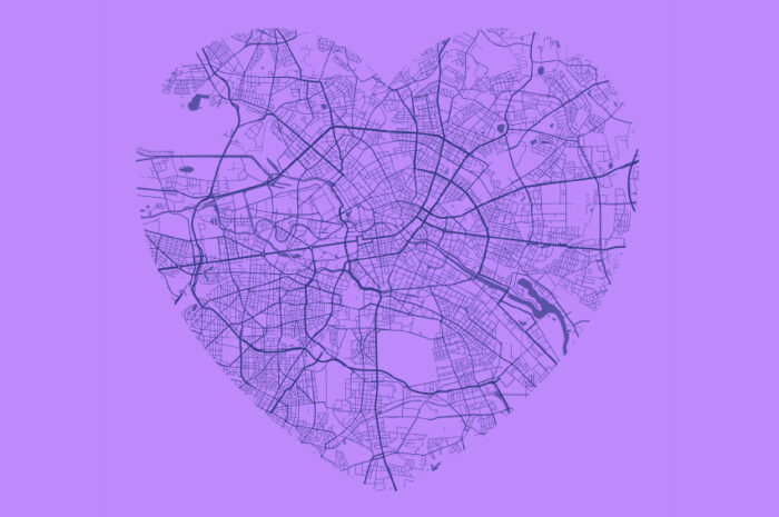 Stadtplan in Herzform